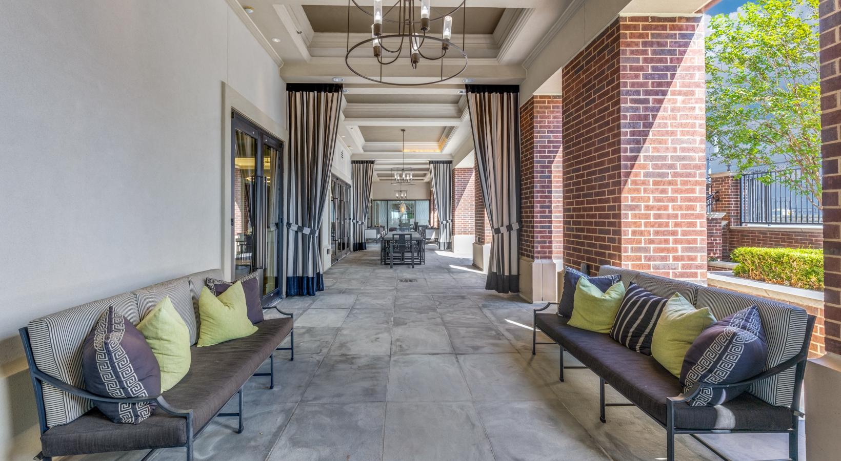 Take advantage of all The Ivy has to offer an outdoor walkway with benches and pillows