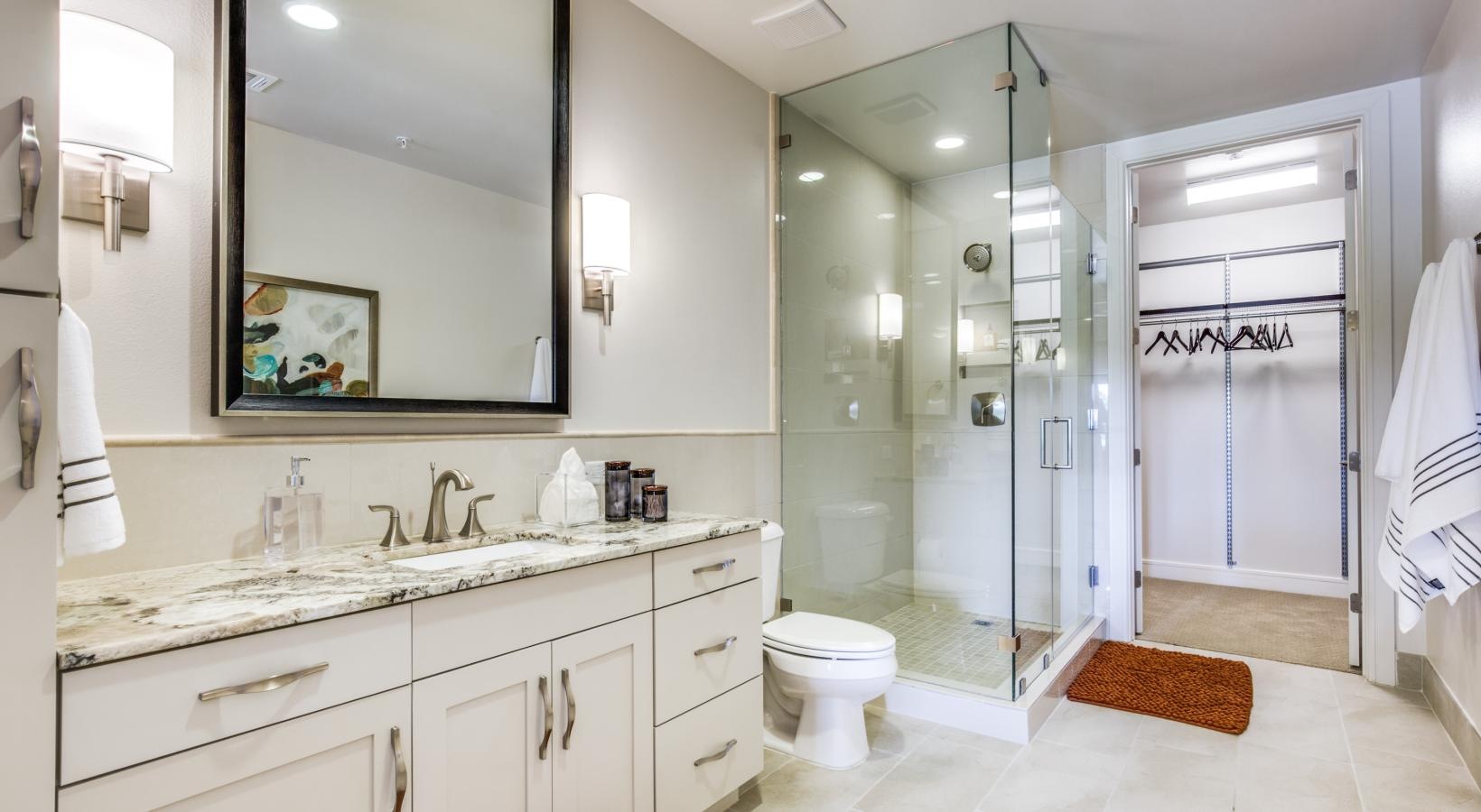 Spacious bathrooms with everything you need a bathroom with a glass shower