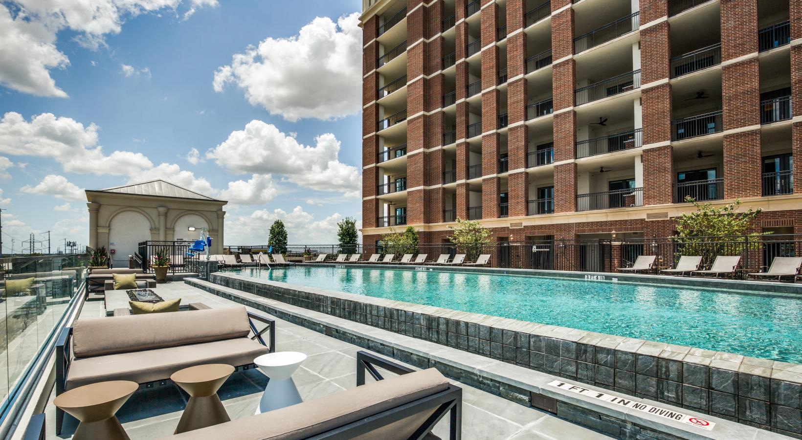 Relax and unwind poolside a rooftop lap pool