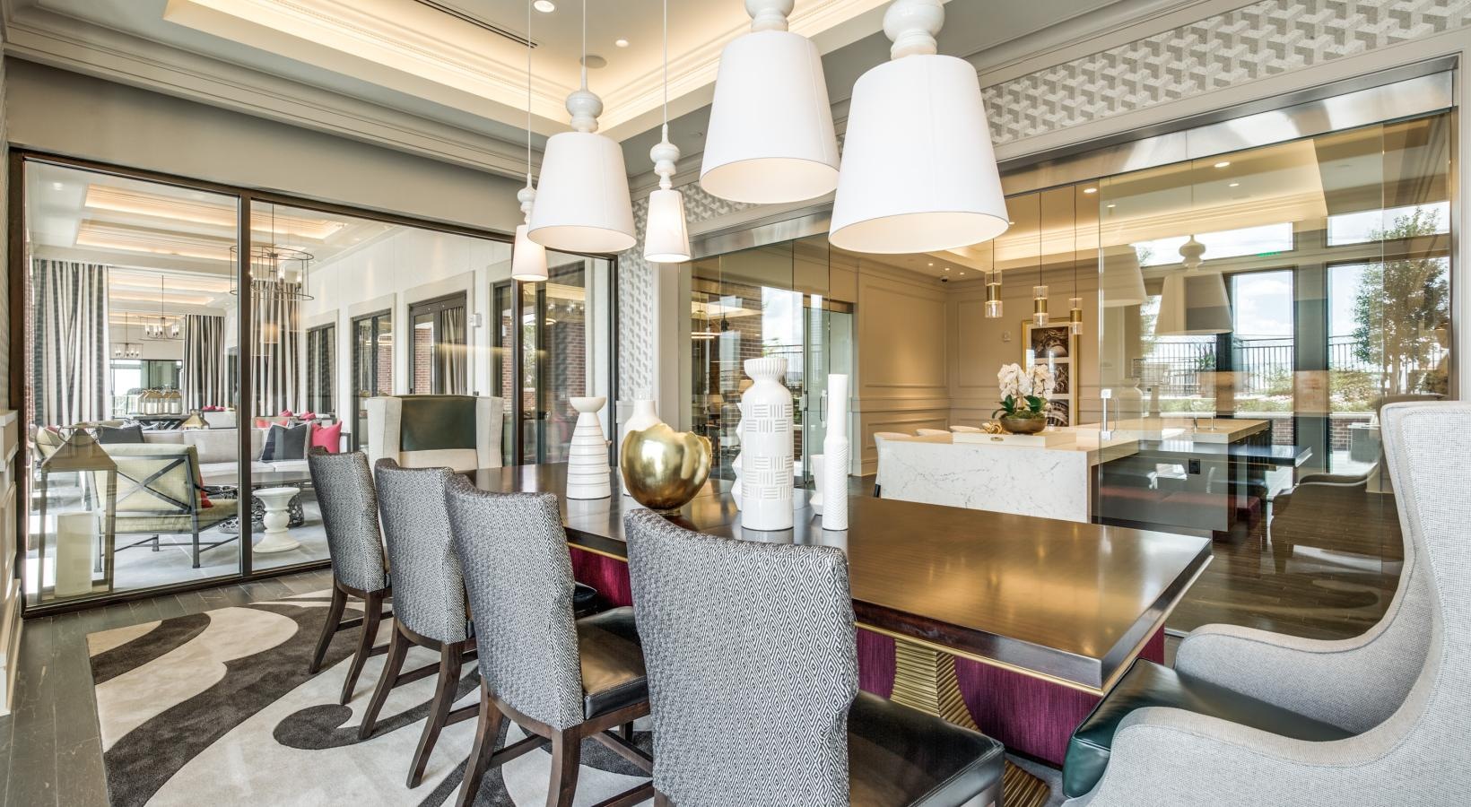 Access to resident-only features a room with a table and chairs